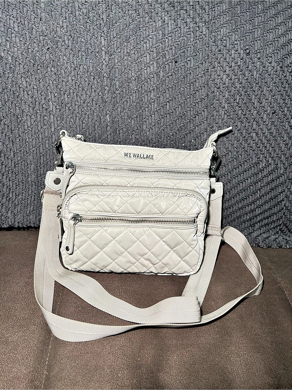 MZ Wallace Downtown Crosby Crossbody Quilted Nylon Crossbody in Gray